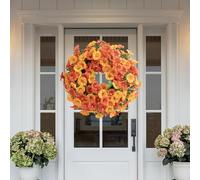 ZAWELIYO Couronne de Fausses Fleurs de 15,7 Pouces, Gloire du Matin Réaliste pour la Décoration du Printemps et de l'été à L'intérieur et à L'extérieur (Orange)