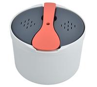 ZAWELIYO Ensemble de Cuiseur à Riz pour -ondes 2 L, Machine à Riz en PP de qualité Alimentaire avec Marmite à Vapeur et Passoire, Ustensiles de Cuisine pour Bouillie de Cuisine pour (Orange)