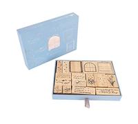 ZAWELIYO Ensemble de Tampons en Caoutchouc en Bois pour Projets (Type1) | claire, bois de hêtre naturel, design durable, idéal pour la journalisation et le scrapbooking.