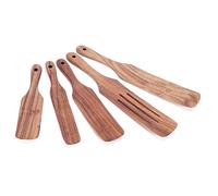 ZAWELIYO Ensemble D'ustensiles de Cuisine en Bois Kit de Spatule à Retourneur Lisse Durable pour la Conception de Trou de Suspension de Cuisine pour un Comptoir soigné pour la Maison en Bois de Teck