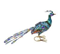 ZAWELIYO Lumière Solaire de Paon, Sculpture Vibrante, pour Décoration de Jardin, Pelouse de Cour, Matériau en Fer Durable pour une Utilisation en Extérieur (Paon tête droite avec lumière)