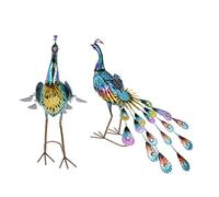 ZAWELIYO Lumière Solaire de Paon, Sculpture Vibrante, pour Décoration de Jardin, Pelouse de Cour, Matériau en Fer Durable pour une Utilisation en Extérieur (Grand paon avec lumière solaire)