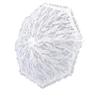 ZAWELIYO Parasol en Dentelle Blanche, élégant et Durable, Poignée en J, Accessoire en Dentelle pour Mariage, Décorations Vintage pour Bal de Promo