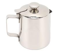 ZAWELIYO Pichet à Mousse de Lait Durable en Acier Inoxydable avec Conception de Bouche Pointue pour Récipient en Mousse de café pour Cafés, Restaurants 304 Stainless Steel (600 ml)