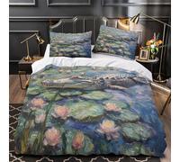 ZAWPPEUIO Alligator in Pond Housse Couette 3D Microfibre Hypo 3Pcs Douce Impressionist Water Parure Lit Douce Entretien Fac for Couple Amoureux Double(200x200)