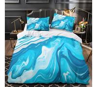 ZAWPPEUIO Bleu Swirl Housse de Couette Microfibre Hypoallergique 3D Effet 3 Pièces 2 Taies Douce Moderne Abstrait Ensemble De Literie Résistante Entretien Facile for Ado Single（135x200cm）