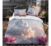 ZAWPPEUIO Buddha Statue Housse de Couette Microfibre 3D Imprimée 3 Pièces 2xTaies Douce Spiritual Meditation Ensemble De Literie Confortable Entretien Facile for Garçon Single（140x200cm）