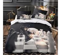 ZAWPPEUIO Chess Battle Linge de Lit Microfibre Résistante 3D Effet 3 Pièces 2xTaies Super Douce Dynamic Game Strategy Parure de Lit Hypoallergique Résistante for Fille Single（135x200cm）