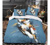 ZAWPPEUIO Chien Running Linge de Lit 3D Imprimée Microfibre Hypoallergique 3 Pièces Éclair Super Douce istic Sketch Parure de Lit Confortable Résistante for Garçon Single（135x200cm）