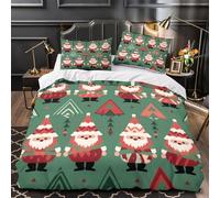 ZAWPPEUIO ChristmasSanta Linge de Lit Microfibre Résistante 3D Imprimé 3 Pièces Éclair Ultra Douce Festive Parure de Lit Confortable Entretien Facile for Enfants Garçons Filles Single（140x200cm）