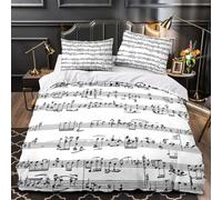 ZAWPPEUIO Classical Sheet Music Linge de Lit Microfibre 3D 3Pcs Éclair Douce Piano Score for Beginners Housse Couette Confortable Entretien Fac for Les Enfants Single(140x200)