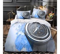 ZAWPPEUIO Compass Map Navigation Housse de Couette 3D Imprimée Microfibre 3 Pièces 2 Taies Super Douce Travel Guide Linge de Lit Hypoallergique Entretien Facile for Adulte Single（135x200cm）