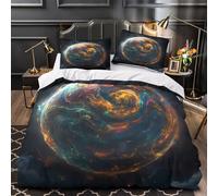 ZAWPPEUIO Cosmic Swirl Planet Housse de Couette 3D Effet Microfibre 3 Pièces 2xTaies Ultra Douce Vibrant Nebula Linge de Lit Super Douce Entretien Facile for Couple Single（140x200cm）