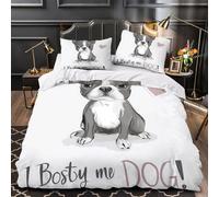 ZAWPPEUIO Cute Chien Sketch Linge de Lit Microfibre Résistante 3D Imprimé 3 Pièces Éclair Ultra Douce Coon Pet Parure de Lit Confortable Entretien Facile for Enfants Garçons Filles King（220x240cm）
