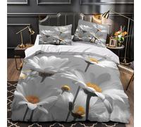 ZAWPPEUIO Daisy Blooms Ensemble De Literie Microfibre 3D Imprimé 3 Pièces 2xTaies Ultra Douce Monochrome Floral Housse de Couette Respirante Entretien Facile for Enfant Super King（260x220cm）