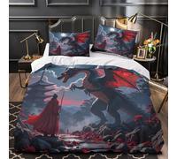 ZAWPPEUIO Dragon Warrior Linge de Lit Microfibre Résistante 3D Imprimé 3 Pièces 2xTaies Super Douce Fantasy Housse de Couette Ultra Douce Entretien Facile for Couple Super King（260x220cm）