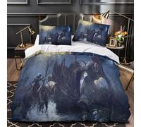 ZAWPPEUIO Fantasy Warrior Parure de Lit 3D Imprimée Microfibre Résistante 3 Pièces 2xTaies Douce Epic Battle Ensemble De Literie Léger Hypoallergique for Garçon King（220x240cm）