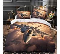 ZAWPPEUIO Fighter Jet Soaring Ensemble De Literie 3D Imprimée Microfibre 3 Pièces Taie Ultra Douce Military Aviation Work Housse de Couette Respirante Hypoallergique for Hommes Double（200x200cm）