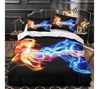 ZAWPPEUIO Fire Smoke Swirl Ensemble De Literie 3D Imprimé Microfibre Résistante 3 Pièces 2xTaies Super Douce Numérique Abstrait Parure de Lit Confortable Entretien Facile for Ado Double（200x200cm）