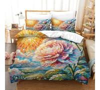 ZAWPPEUIO Fleur de Fatsia Japonica Parure De Lit en Microfibre Et Housse Couette Fermeture Éclair Facile À Nettoyer Ultra Douce pour Adulte Et Garçon en 3D Géométrique Imprimé