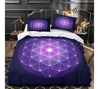 ZAWPPEUIO Fleur of Life Parure Lit Microfibre Hypo 3D 3Pcs 2 Taies Douce Sacred Geometry Housse Couette Douce Entretien Fac for Garçons Adolescents Double(200x200)