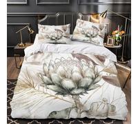 ZAWPPEUIO Floral Illustration Parure de Lit Microfibre 3D Imprimé 3 Pièces 2xTaies Ultra Douce Botanical Sketch Ensemble De Literie Respirante Résistante for Femmes Super King（260x220cm）