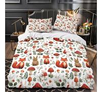 ZAWPPEUIO Forêt Animals Ensemble De Literie 3D Effet Microfibre Résistante 3 Pièces 2 Taies Super Douce Watercolor Woodland Theme Parure de Lit Respirante Entretien Facile for Femmes King（220x240cm）