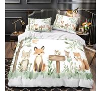 ZAWPPEUIO Forêt Animals Linge de Lit 3D Imprimée Microfibre Hypoallergique 3 Pièces Éclair Super Douce Watercolor Woodland Parure de Lit Confortable Résistante for Garçon Super King（260x220cm）