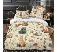 ZAWPPEUIO Forêt Animals Parure de Lit 3D Imprimée Microfibre 3 Pièces Taie Ultra Douce Watercolor Woodland Housse de Couette Hypoallergique Entretien Facile for Filles Ado Double（200x200cm）