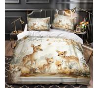 ZAWPPEUIO Forêt Cerf Parure de Lit Microfibre Hypoallergique 3D Imprimé 3 Pièces Éclair Super Douce Watercolor Woodland Housse de Couette Confortable Entretien Facile for Fille King（220x240cm）