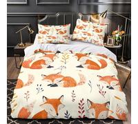 ZAWPPEUIO Foxes Sleeping Linge de Lit Microfibre 3D Imprimée 3 Pièces 2 Taies Super Douce Coon Autumn Ensemble De Literie Respirante Résistante for Femmes King（220x240cm）