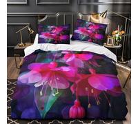 ZAWPPEUIO Fuchsia Blooms Parure de Lit 3D Effet Microfibre 3 Pièces Éclair Ultra Douce Vibrant Floral Ensemble De Literie Hypoallergique Résistante for Adulte Enfants Filles Double（200x200cm）