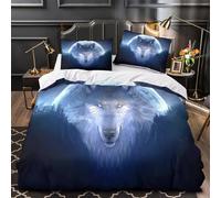 ZAWPPEUIO Full Moon Loup Linge de Lit 3D Effet Microfibre 3 Pièces Éclair Super Douce Fantasy Night Parure de Lit Hypoallergique Résistante for Ado Single（135x200cm）