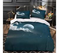 ZAWPPEUIO FullMoonNight Ensemble De Literie Microfibre Résistante 3D Imprimé 3 Pièces 2 Taies Douce StarrySky Linge de Lit Ultra Douce Résistante for Enfants Garçons Filles King（220x240cm）