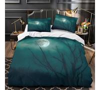 ZAWPPEUIO FullMoonNight Housse de Couette 3D Effet Microfibre Résistante 3 Pièces Taie Douce Gothic Parure de Lit Respirante Hypoallergique for Filles Ado Double（200x200cm）