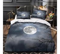 ZAWPPEUIO FullMoonNight Housse de Couette 3D Imprimée Microfibre 3 Pièces Taie Douce Gothic Parure de Lit Super Douce Entretien Facile for Femmes Super King（260x220cm）