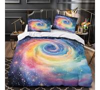 ZAWPPEUIO Galaxy Swirl Ensemble De Literie 3D Imprimée Microfibre 3 Pièces 2xTaies Douce Cosmic Spiral Parure de Lit Super Douce Entretien Facile for Adulte King（220x240cm）