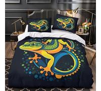 ZAWPPEUIO Gecko Housse de Couette 3D Imprimé Microfibre Résistante 3 Pièces 2 Taies Super Douce Vibrant Coon Parure de Lit Confortable Entretien Facile for Ado King（220x240cm）