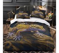 ZAWPPEUIO Gecko Reptile Peinture Housse de Couette Microfibre Résistante 3D Imprimé 3 Pièces Éclair Super Douce Wildlife Linge de Lit Léger Hypoallergique for Adultes Enfants King（220x240cm）