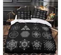 ZAWPPEUIO Géométrique s Ensemble De Literie Microfibre Résistante 3D Effet 3 Pièces Éclair Super Douce Sacred Geometry Housse de Couette Léger Résistante for Couple Amoureux Single（135x200cm）