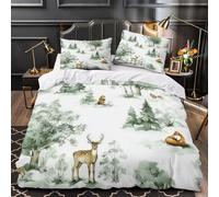 ZAWPPEUIO Hiver Forêt Ensemble De Literie 3D Effet Microfibre 3 Pièces 2 Taies Super Douce Watercolor Woodland Linge de Lit Ultra Douce Résistante for Garçons Filles Super King（260x220cm）