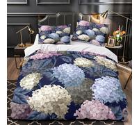 ZAWPPEUIO Hydrangea Blooms Linge de Lit Microfibre Hypoallergique 3D Effet 3 Pièces Taie Super Douce Botanical Floral Ensemble De Literie Léger Résistante for Ado King（220x240cm）