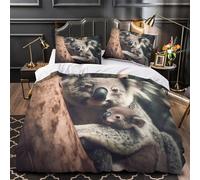ZAWPPEUIO Koala Mother Parure de Lit 3D Imprimée Microfibre Résistante 3 Pièces Éclair Douce Wildlife Nature Ensemble De Literie Hypoallergique Entretien Facile for Enfant Double（200x200cm）