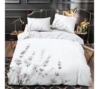 ZAWPPEUIO Lavender Blooms Linge de Lit 3D Imprimé Microfibre Hypoallergique 3 Pièces 2xTaies Douce Soft Pastel Floral Housse de Couette Super Douce Résistante for Enfant King（220x240cm）