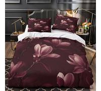 ZAWPPEUIO Magnolia Blooms Housse de Couette 3D Imprimée Microfibre Hypoallergique 3 Pièces 2 Taies Douce Botanical Floral Linge de Lit Confortable Hypoallergique for Hommes Double（200x200cm）