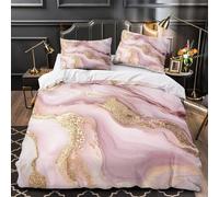 ZAWPPEUIO Marble Texture Housse de Couette 3D Imprimée Microfibre Résistante 3 Pièces 2 Taies Super Douce Pastel Swirl Linge de Lit Hypoallergique Entretien Facile for Garçon Single（135x200cm）