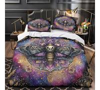 ZAWPPEUIO Moth Mandala Ensemble De Literie 3D Effet Microfibre 3 Pièces 2xTaies Super Douce Sacred Geometry Parure de Lit Ultra Douce Hypoallergique for Filles Ado Single（135x200cm）