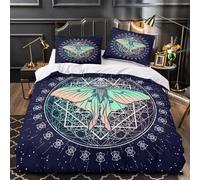 ZAWPPEUIO Moth Sacred Geometry Housse de Couette 3D Effet Microfibre 3 Pièces Éclair Douce Mystical Symbol Ensemble De Literie Ultra Douce Léger for Couple Super King（260x220cm）