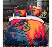 ZAWPPEUIO MountainBikeRider Ensemble De Literie Microfibre Résistante 3D Imprimé 3 Pièces 2xTaies Douce AdventureIllustration Parure de Lit Confortable Entretien Facile for Garçon Double（200x200cm）