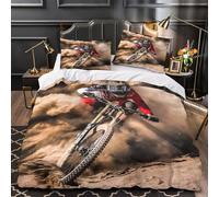 ZAWPPEUIO MountainBikeRider Housse de Couette 3D Effet Microfibre 3 Pièces Éclair Ultra Douce ActionSports Parure de Lit Super Douce Entretien Facile for Adolescent Double（200x200cm）